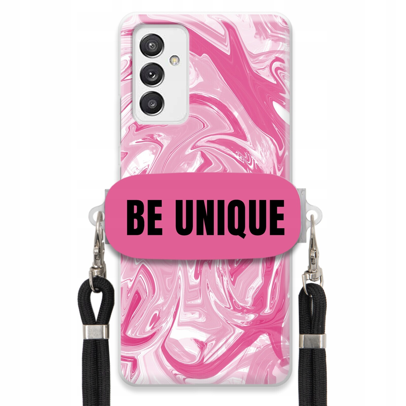 Pouzdro pro Samsung A82 5G úchytka na šňůrku Černá Růžová Mramorová Be Unique