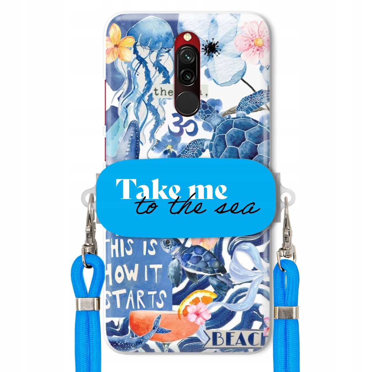 Pouzdro pro Xiaomi Redmi 8 Premium Vodítko modré Držák Take Me To The Sea
