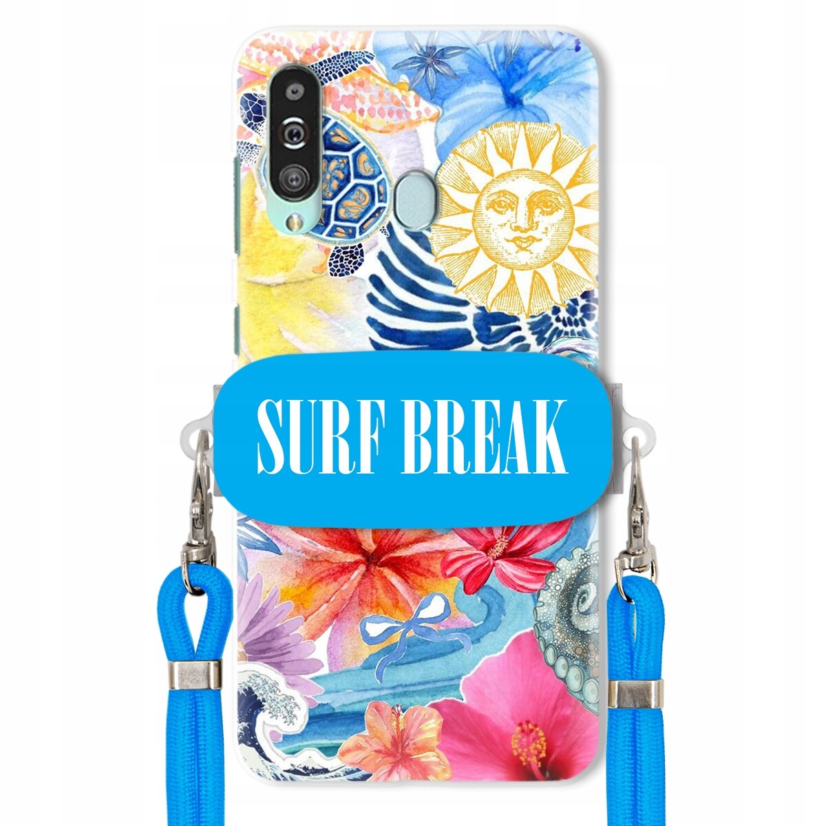 Pouzdro pro Samsung A60 Modré Crossbody vodítko Držák Surf Break Léta