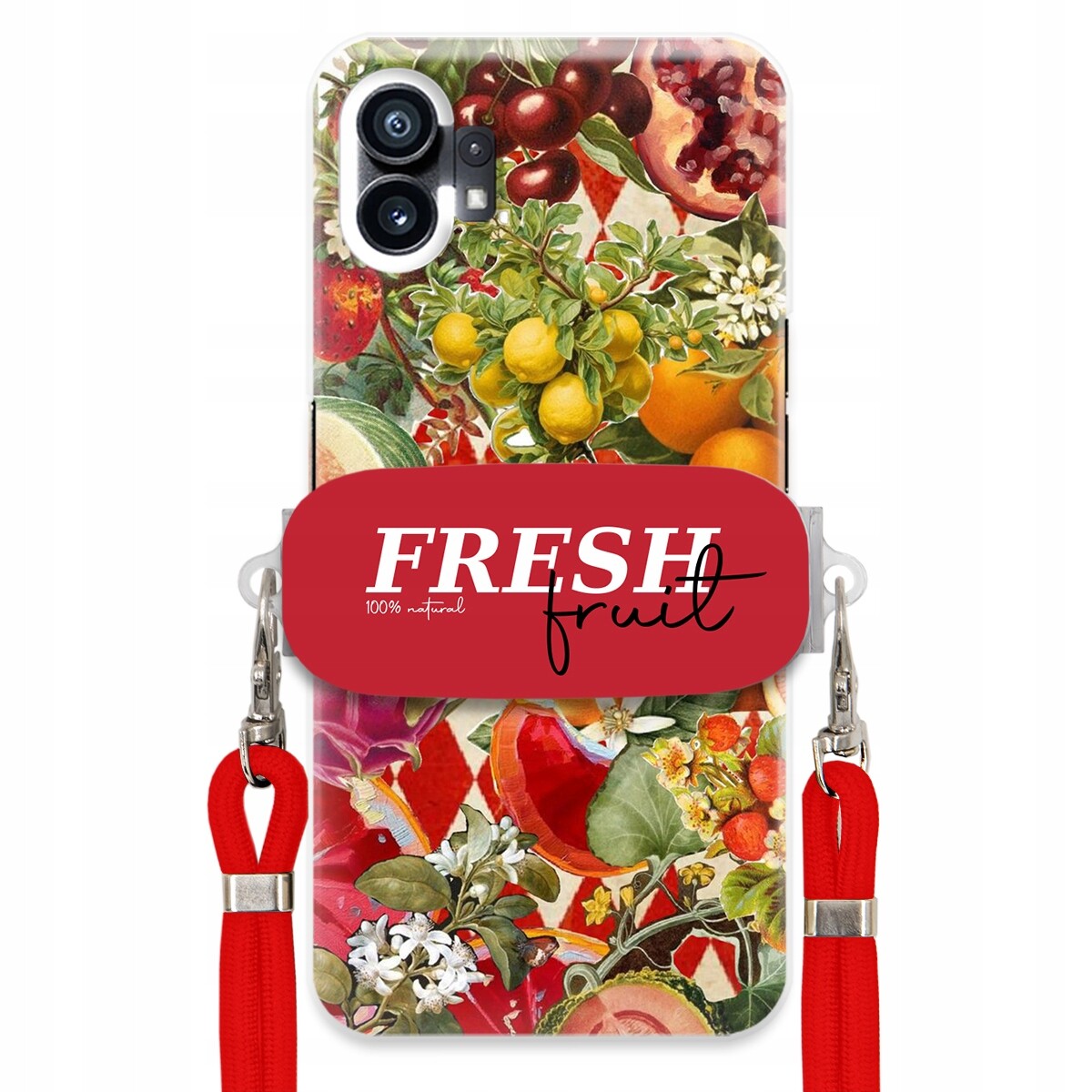 Pouzdro pro Nothing Phone 1 Červené Crossbody vodítko Držák Fresh Fruit Ovoce
