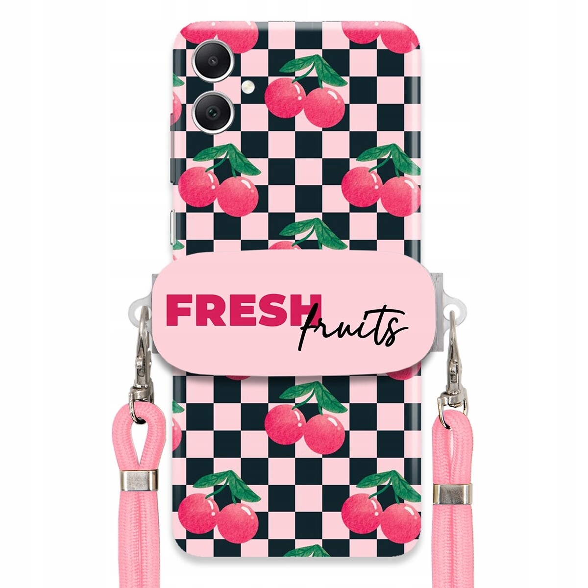 Pouzdro pro Samsung A05 Vodítko Pink Crossbody Držák Šachovnice Fresh Fruits