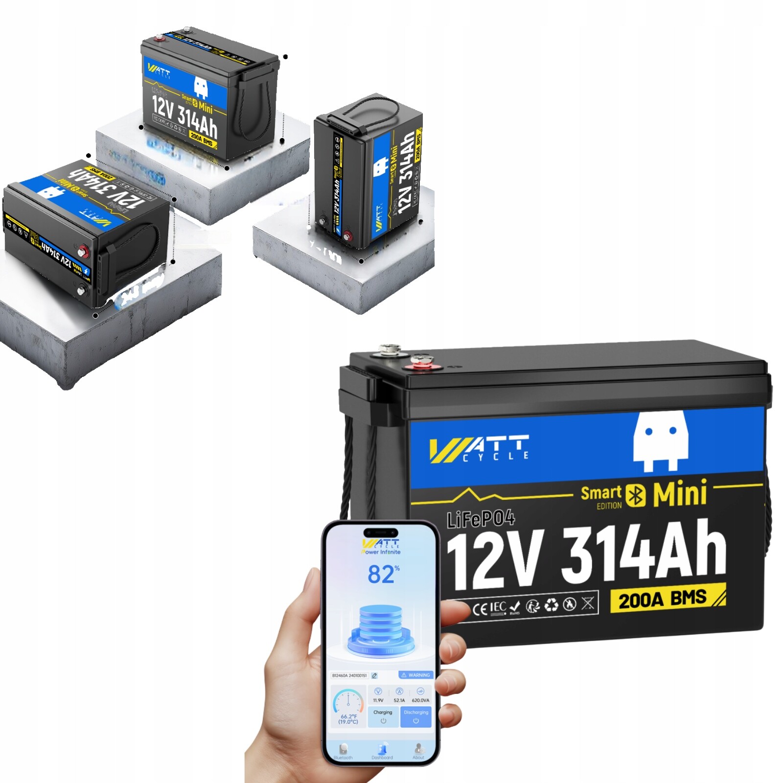 Akumulátor LiFePO4 Mini 12V 314Ah Bluetooth Pro Karavan, Loď, Kamna, Panely