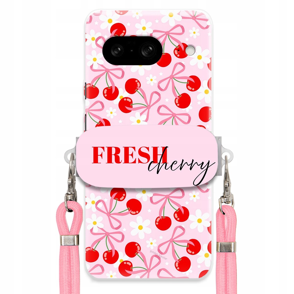 Pouzdro pro Google Pixel 8 Case držák na šňůrku Růžová Fresh Cherry Kokardy