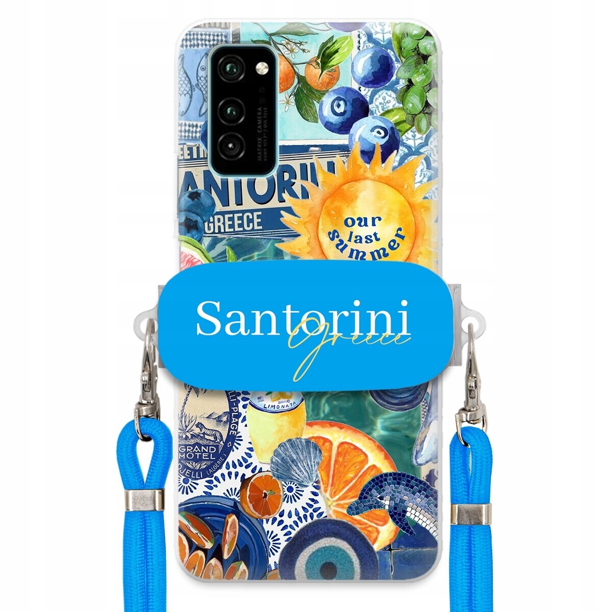 Pouzdro pro Huawei Honor V30 Pro Modré vodítko držák Santorini Sea Vibes