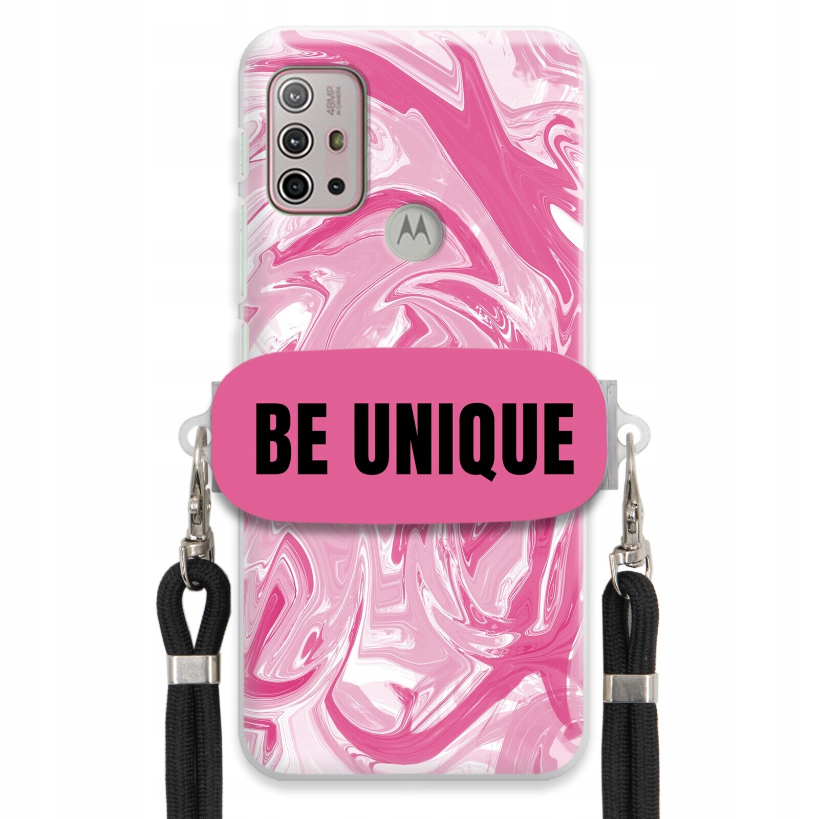 Pouzdro pro Motorola G30 Case Uchyt pro šňůrku Černá Růžová Mramorová Be Unique