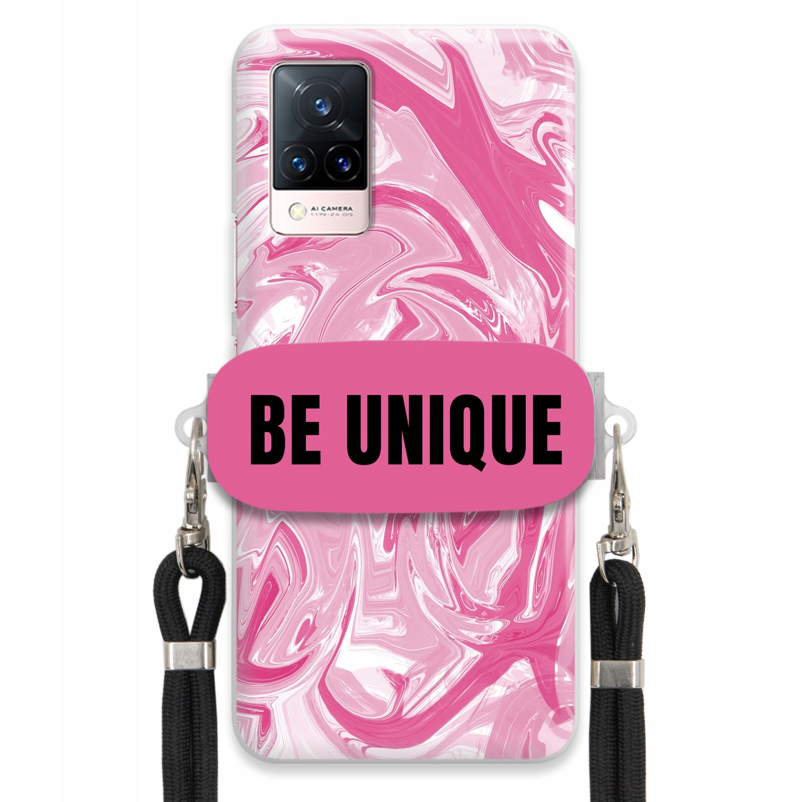 pouzdro na Vivo S9 PouzdroCase Uchyt Šňůra Černá Růže Mramor Unique