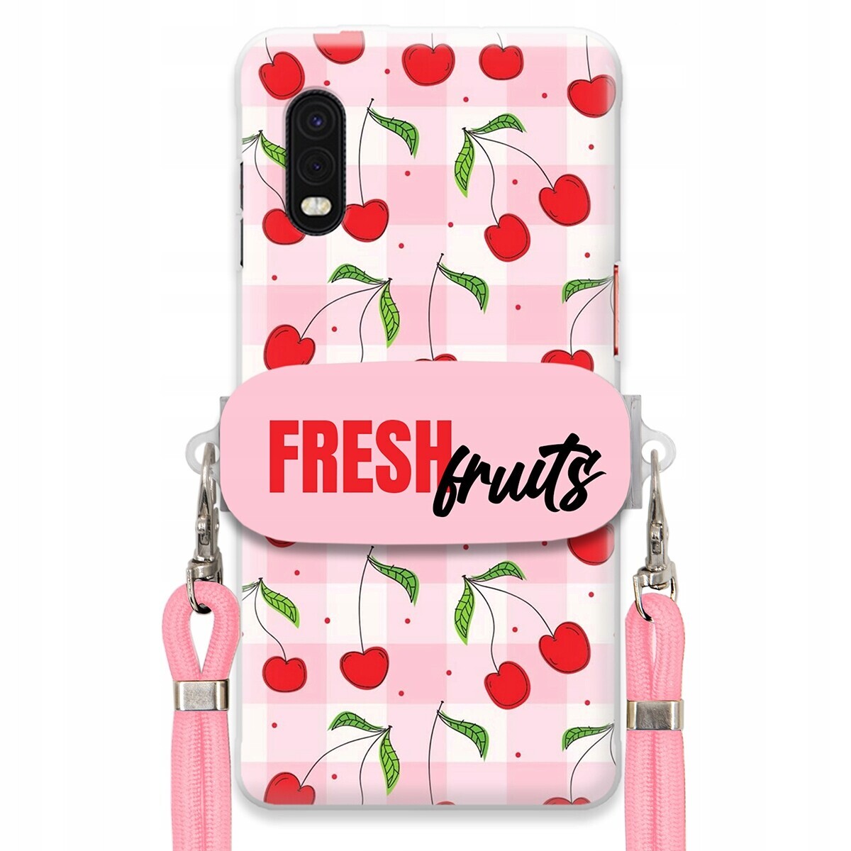 Pouzdro pro Samsung Xcover Pro Case Držák Šňůrka Růžová Fresh Fruits Mřížka