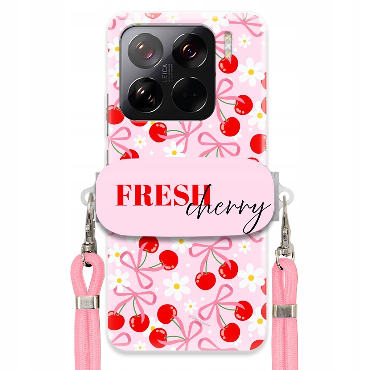 Pouzdro pro Xiaomi 15 Pro Case Držák Šňůrka Růžová Fresh Cherry Mašle