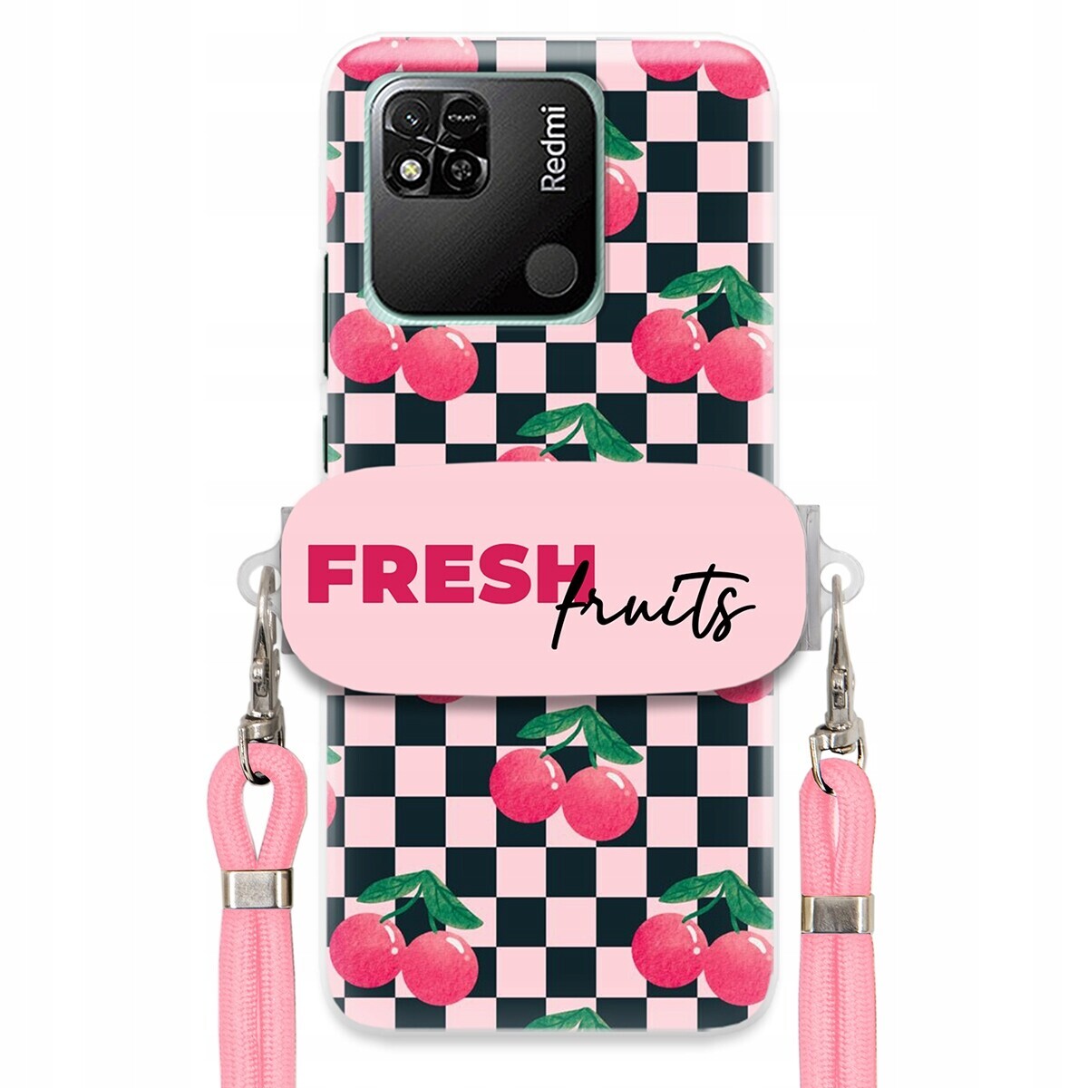 Pouzdro pro Xiaomi Redmi 10A 4G Růžové vodítko Funkční držák Fresh Fruits