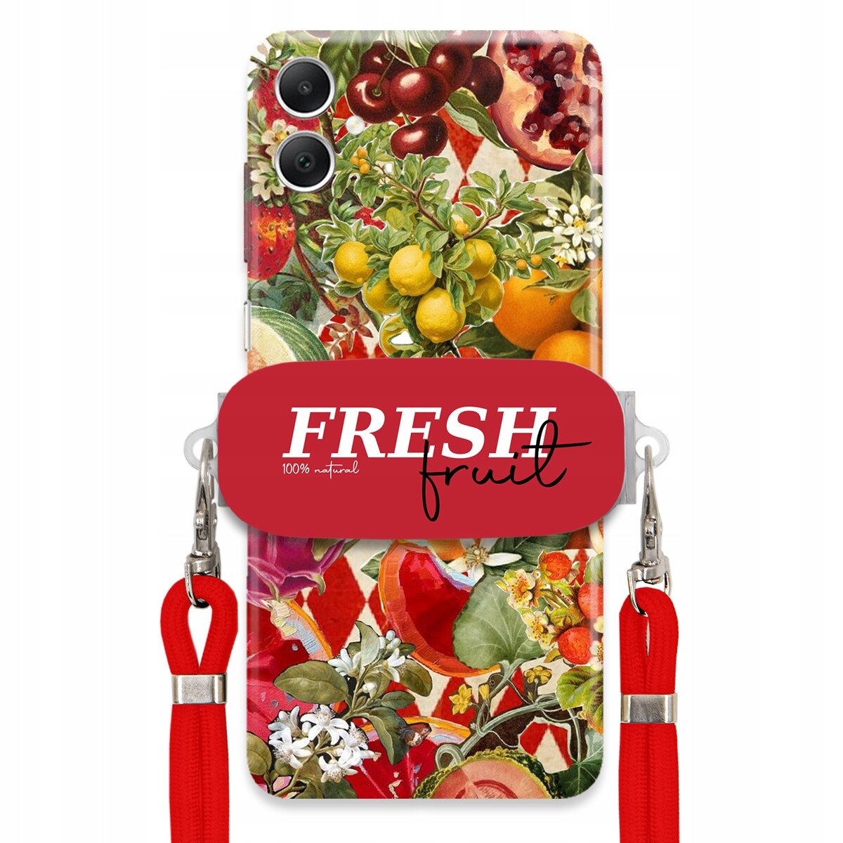 Pouzdro pro Samsung A05 Červené Crossbody vodítko Držák Fresh Fruit Ovocné
