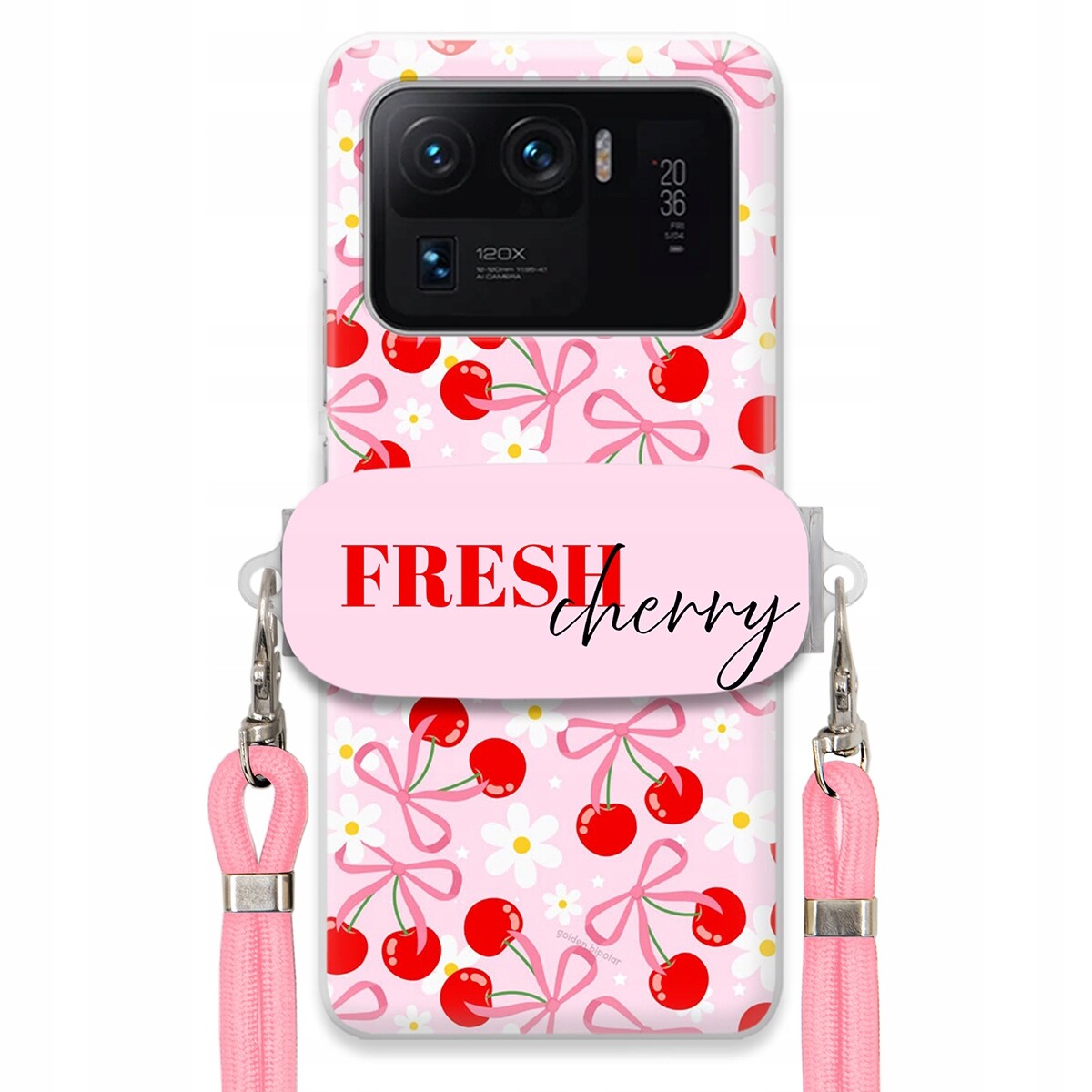 Pouzdro pro Xiaomi Mi 11 Ultra Case Držák Šňůrky Růžová Fresh Cherry Kokardy