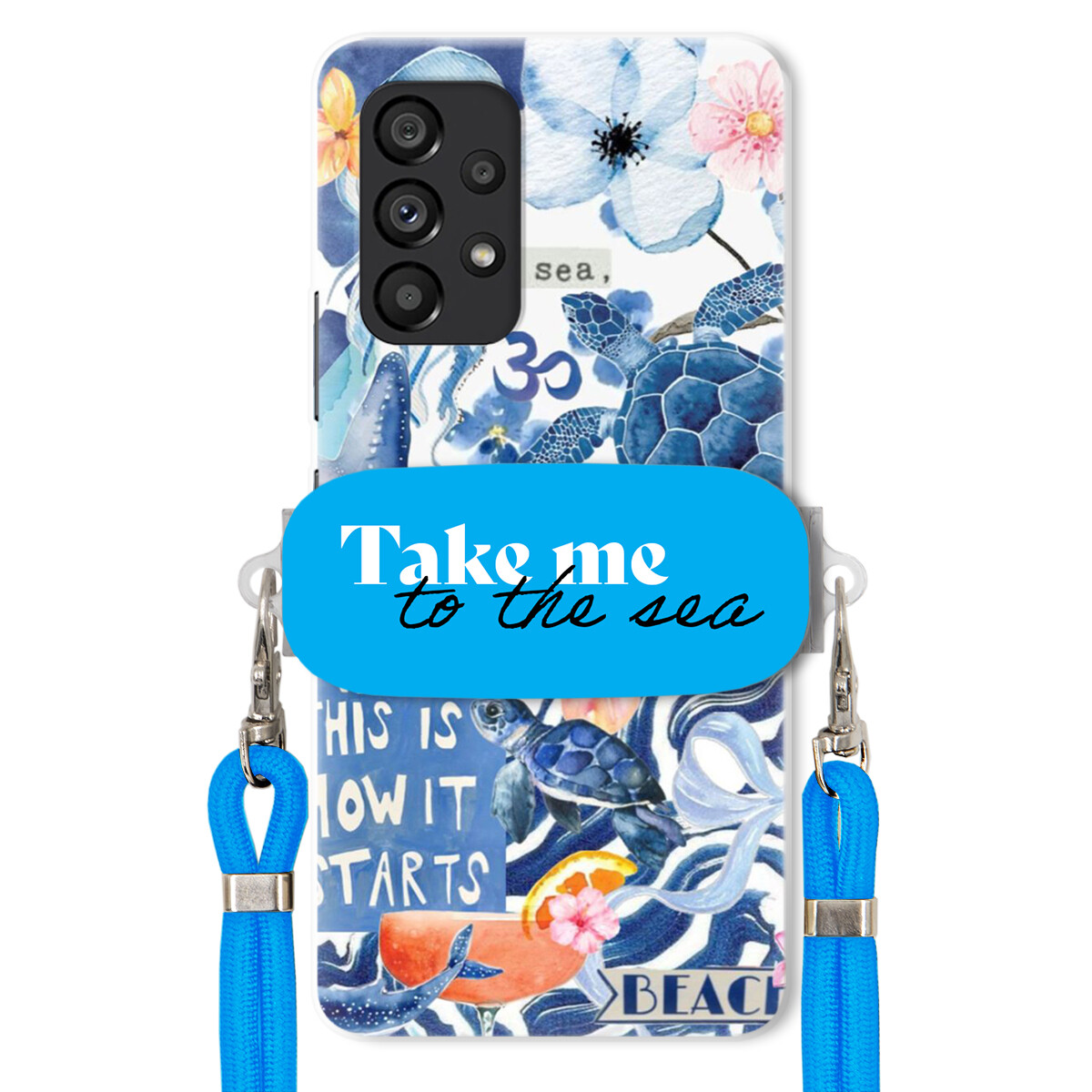 Pouzdro pro Samsung M53 5G Premium Vodítko modré Držák Take Me To The Sea