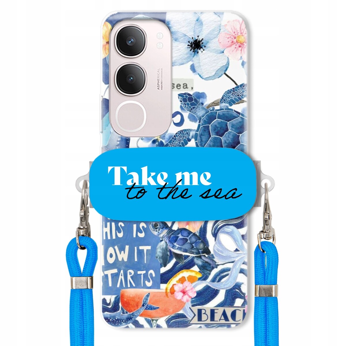 pouzdro na Vivo Y19S 4G Premium Vodítko modré Držák Take Me To The Sea