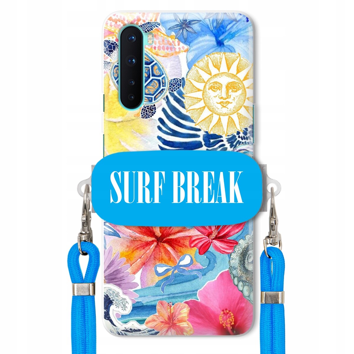 Pouzdro pro Oneplus Nord Modré Crossbody vodítko Držák Surf Break Lata
