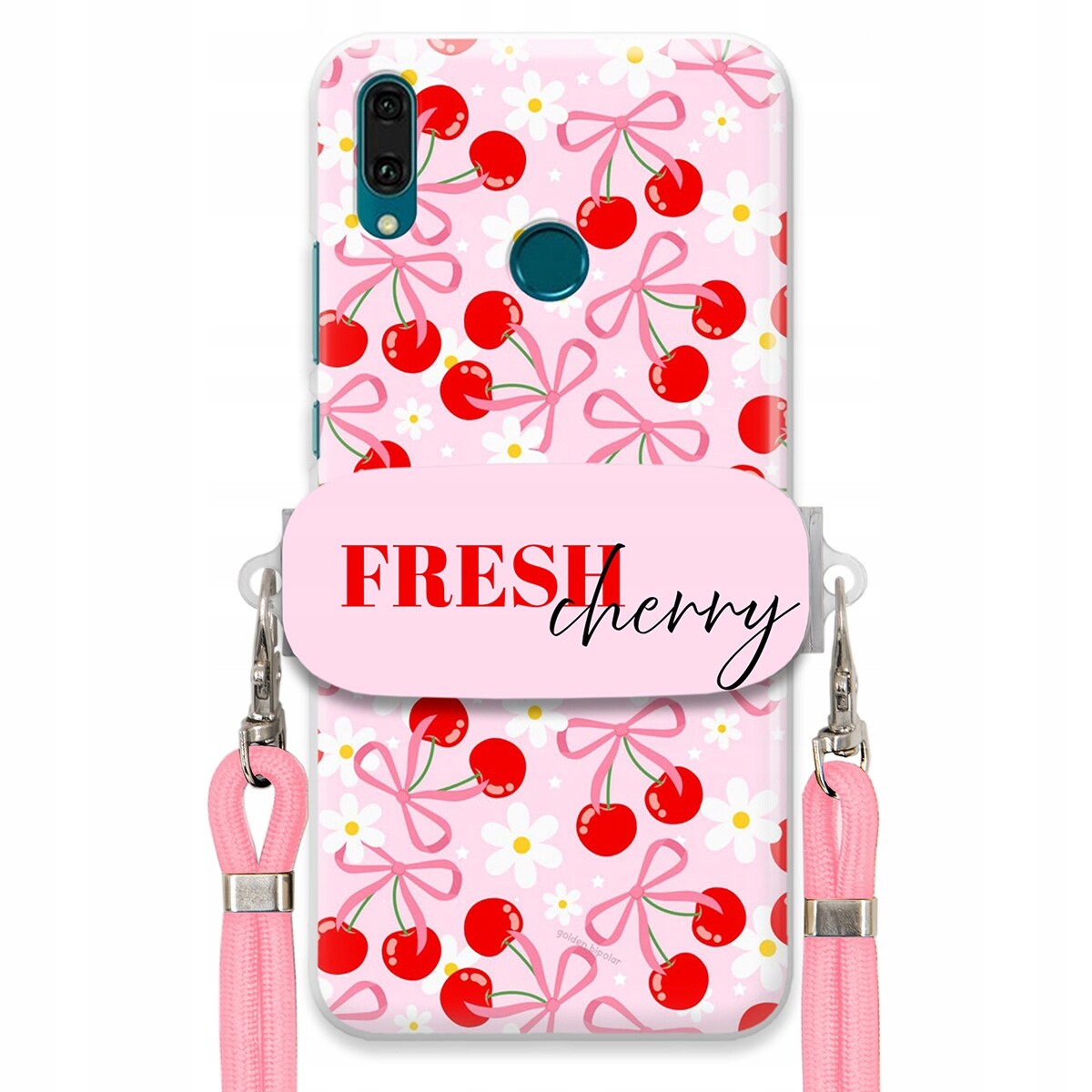 Pouzdro pro Huawei Y9 2019 Case Držák Šňůrka Růžová Fresh Cherry Mašle