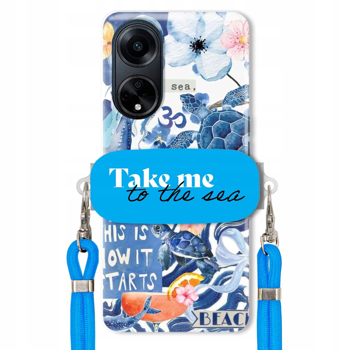Pouzdro pro Oppo A98 5G Modré Crossbody vodítko Držák Take Me To The Sea