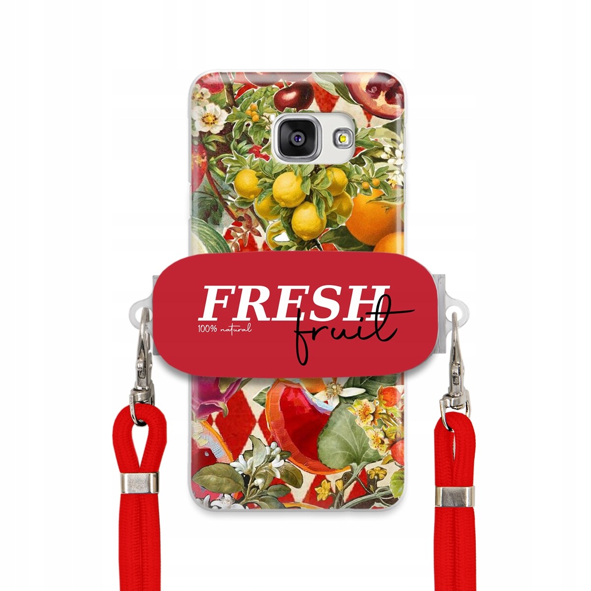 Pouzdro pro Samsung A7 2016 Červené Crossbody vodítko Držák Fresh Fruit Ovoce