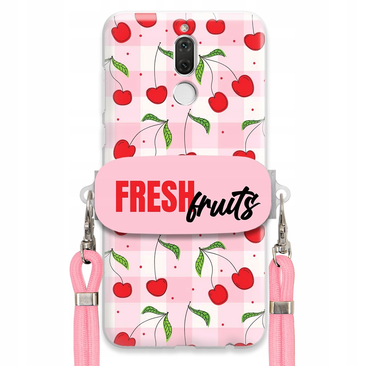 Pouzdro pro Huawei Mate 10 Lite Case Držák Šňůrka Růžová Fresh Fruits Mřížka
