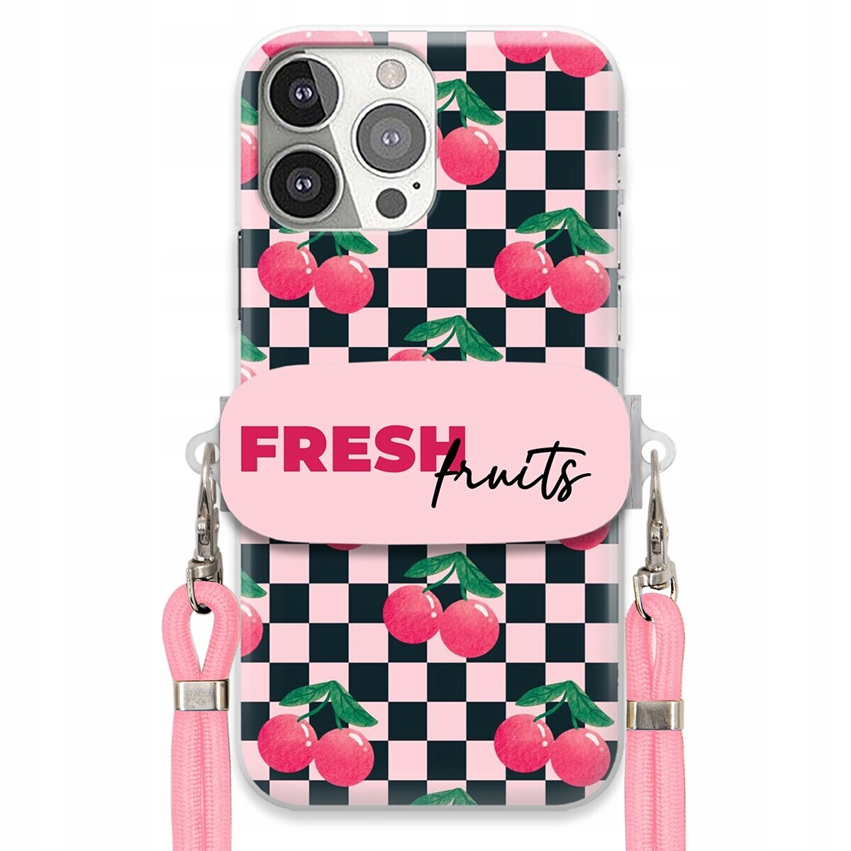 Pouzdro pro iPhone 13 Pro Růžové vodítko Funkční rukojeť Fresh Fruits Módní