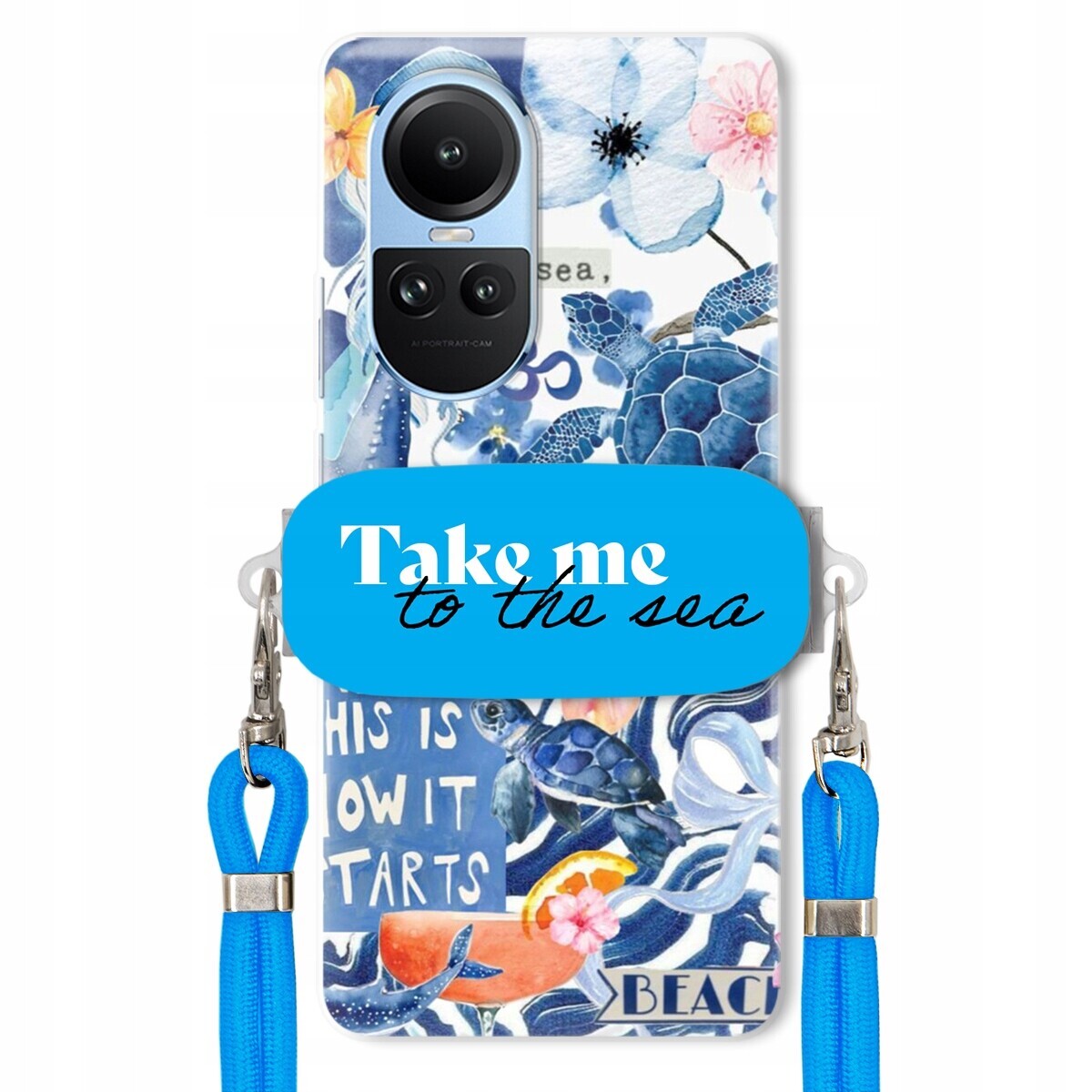 Pouzdro pro Oppo Reno 10 5G Premium Vodítko modré Držák Take Me To The Sea