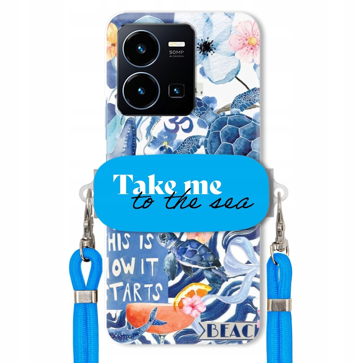 pouzdro na Vivo Y22S Modré vodítko Crossbody Držák Take Me To The Sea Top