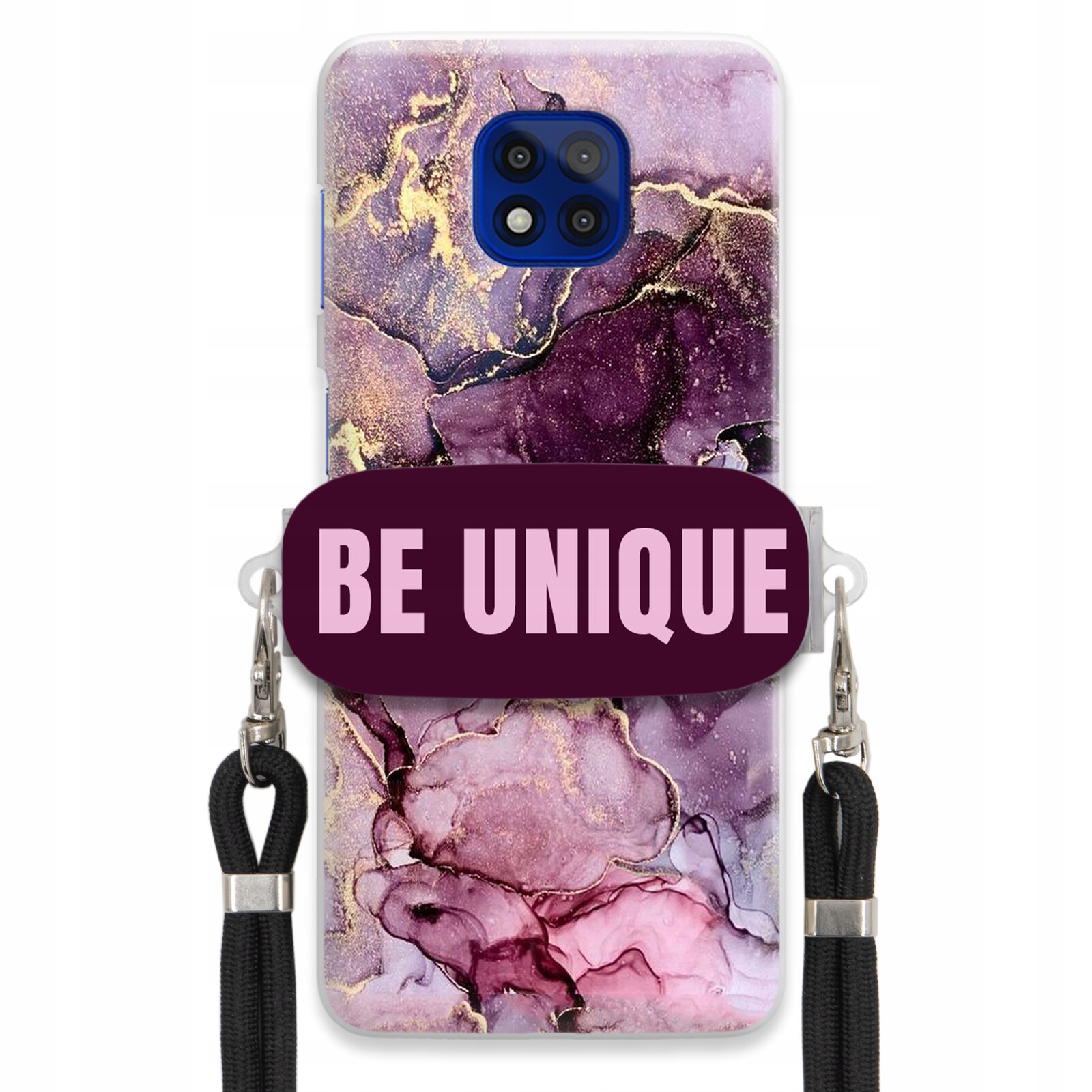 Pouzdro pro Motorola G Power 2021 Uchywt Šňůra Černá Unique Fialová Mramorová