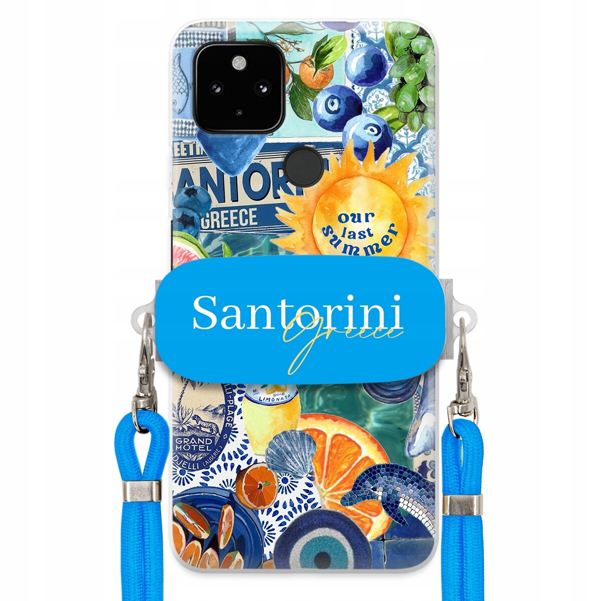 Pouzdro pro Google Pixel 4A 5G Modré Crossbody vodítko držák Santorini Sea