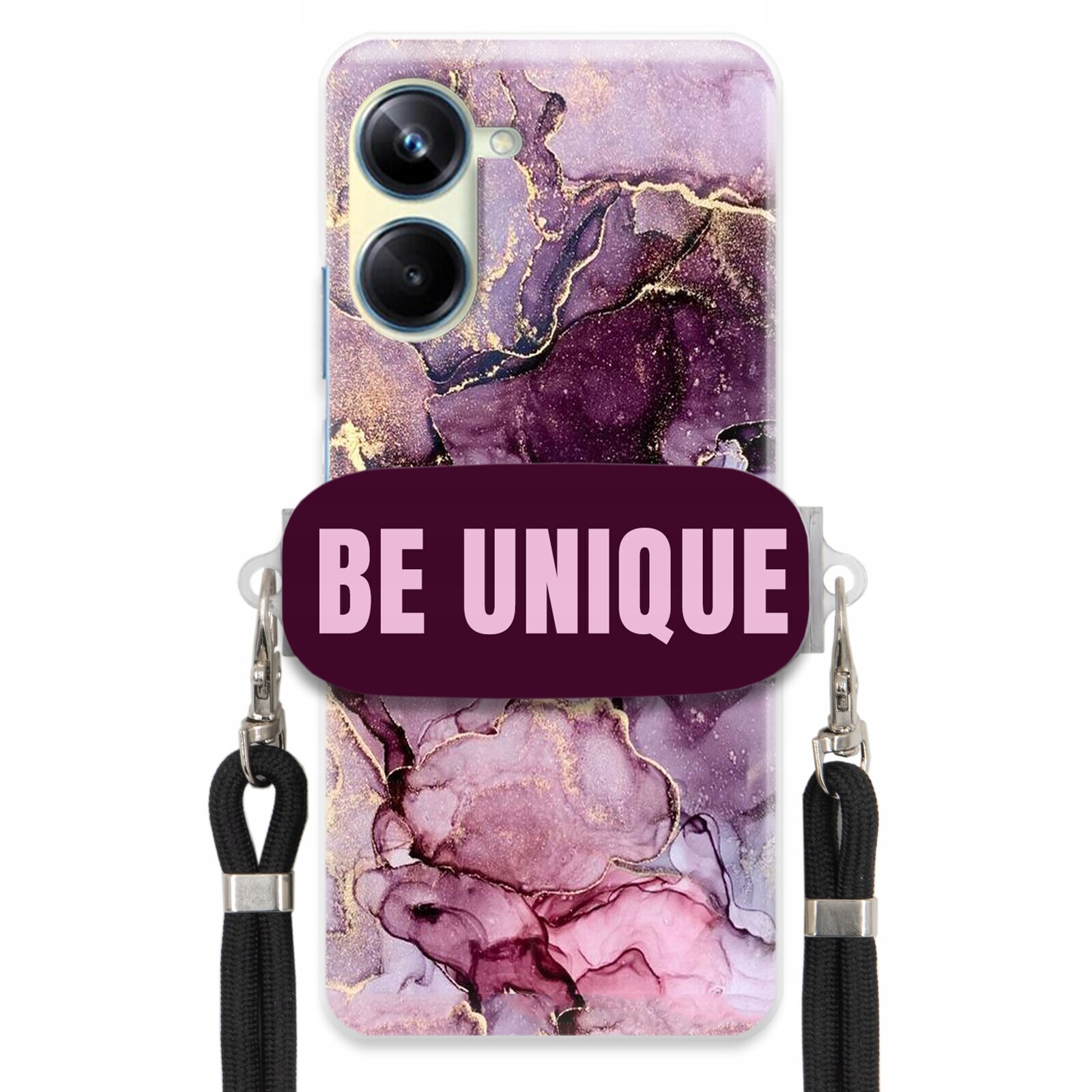 Pouzdro pro Realme 10 Pro 5G úchytka pro šňůrku Černá Fialová Mramorová Be Unique