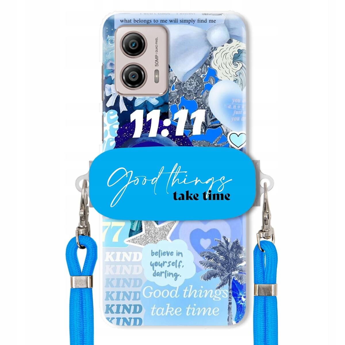Pouzdro pro Motorola G53 Držák na vodítko Crossbody Good Things Take Time Lata