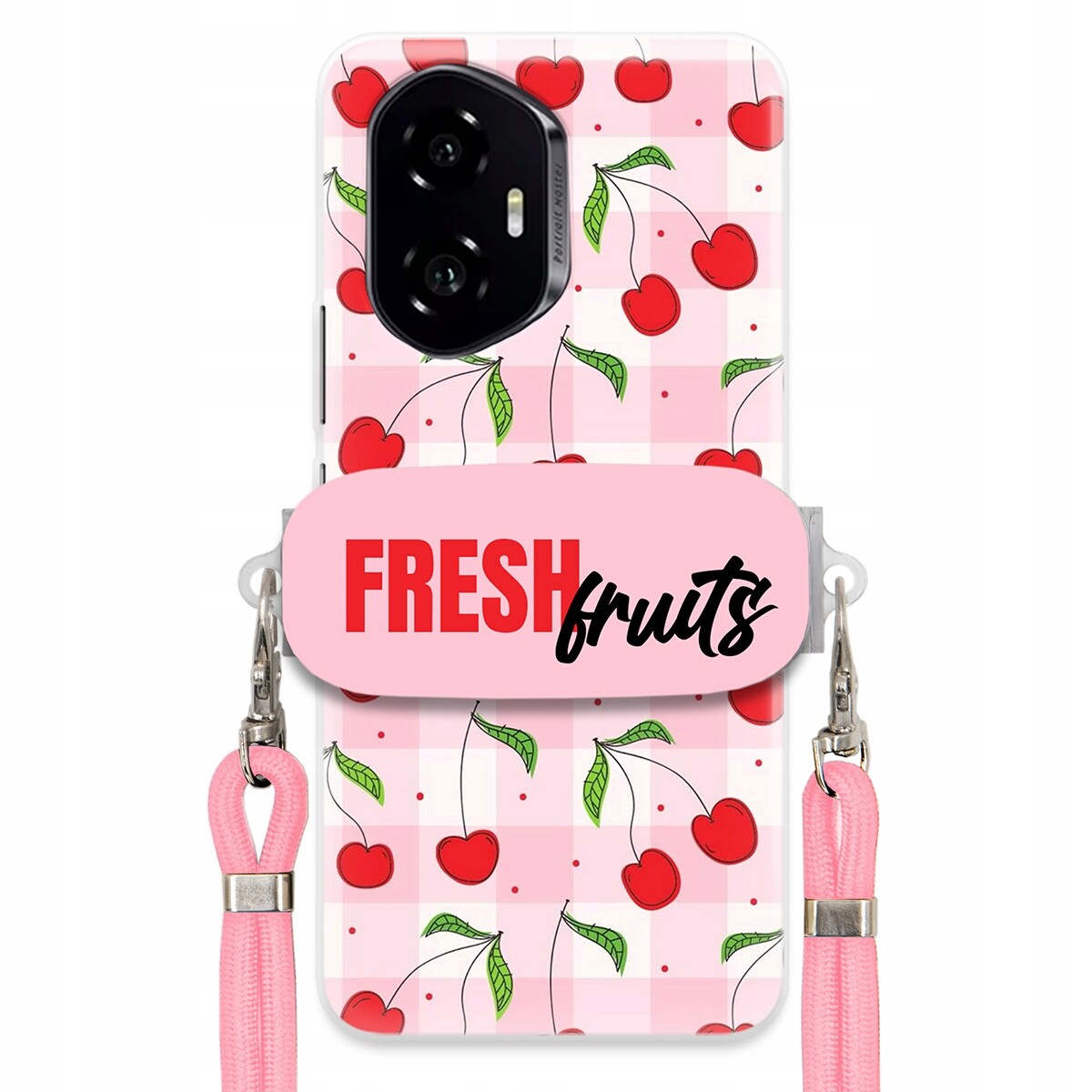 Pouzdro pro Honor 300 Case Držák Šňůrka Růžová Fresh Fruits Mřížka Ovoce