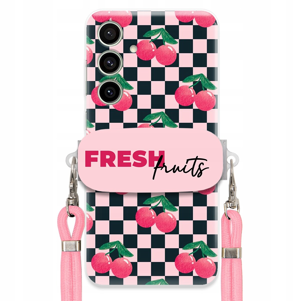 Pouzdro pro Samsung S24 Fe Crossbody vodítko držák Šachovnice Fresh Fruits