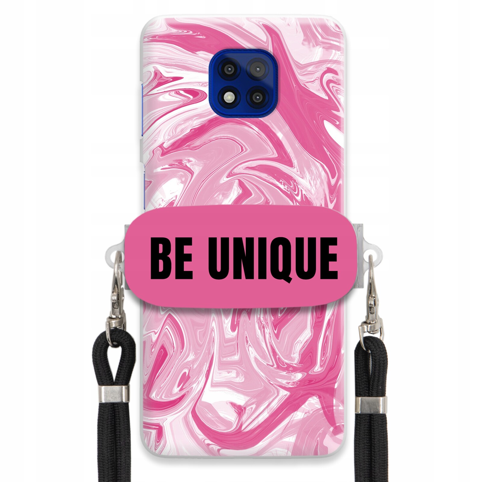 Pouzdro pro Motorola G Power 2021 Case Uchywt Šňůra Černá Růžová Mramor Unique