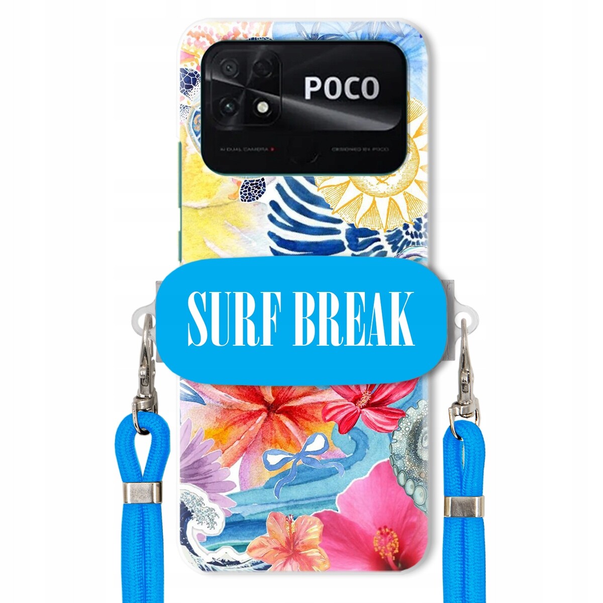 Pouzdro pro Xiaomi Poco C40 Crossbody vodítko modré držák Surf Break Lata