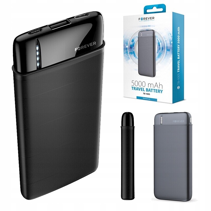 Forever Power Bank TB-100S 10000 mAh Černá microUSB Usb typ C