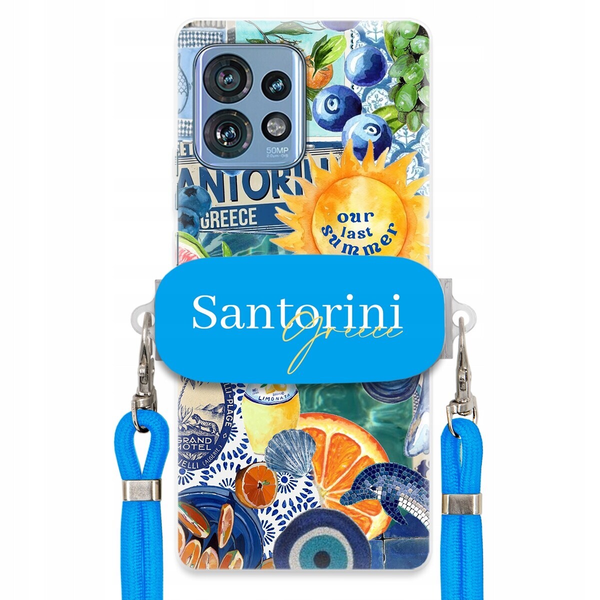 Pouzdro pro Motorola Edge 40 Pro Modré vodítko držák Santorini Sea Vibes