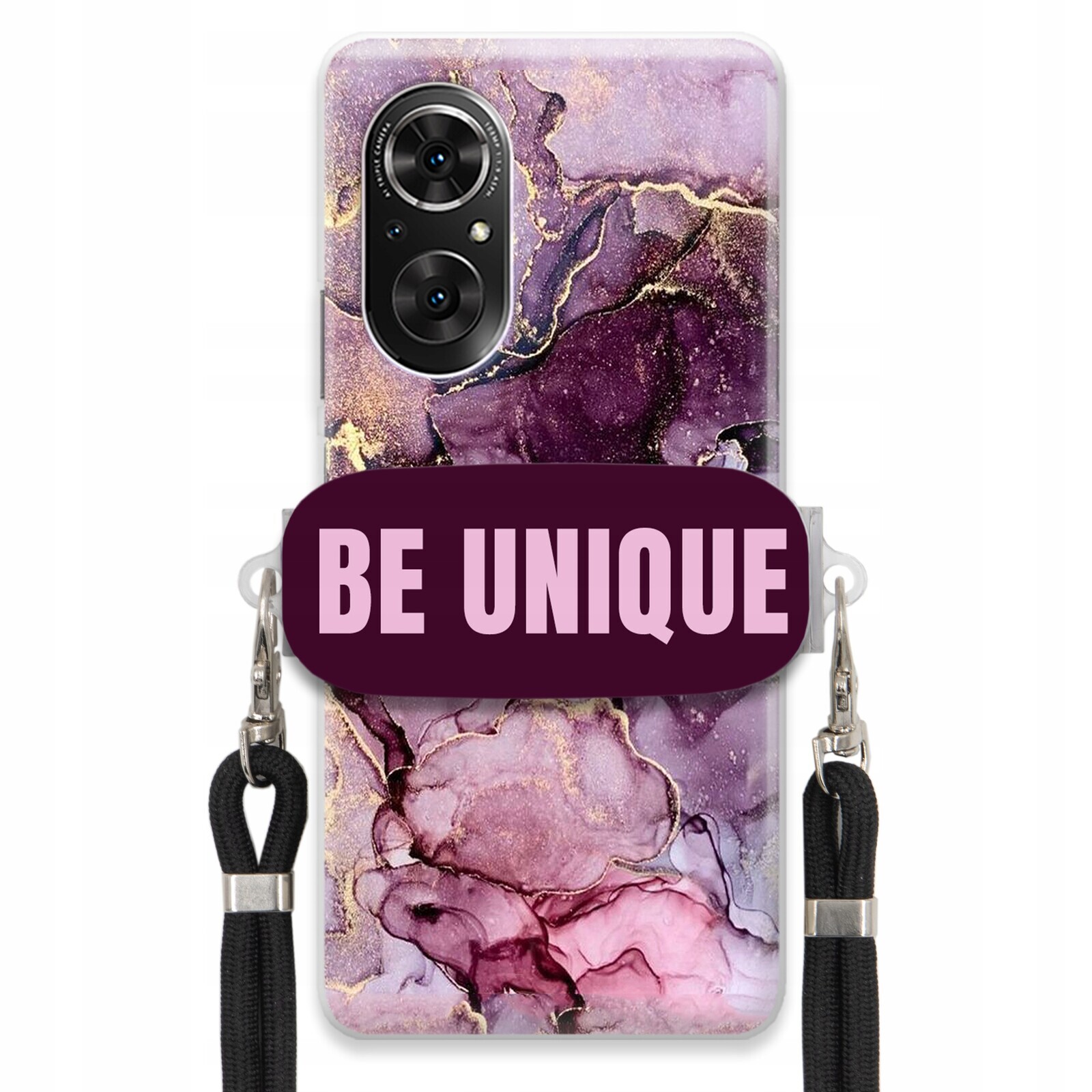 Pouzdro pro Huawei Honor 50 Se Case úchytka na šňůrku, černý fialový mramor