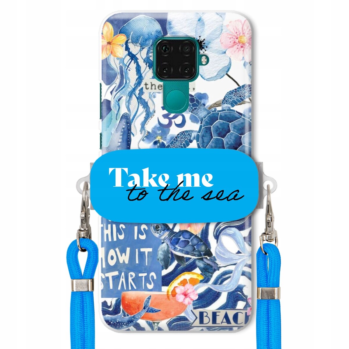 Pouzdro pro Huawei Mate 30 Lite Premium Vodítko modré Držák Take Me To The Sea