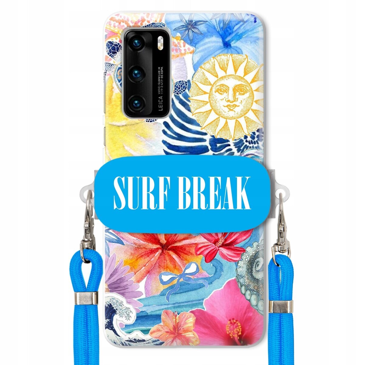 Pouzdro pro Huawei P40 5G Crossbody vodítko modré držák Surf Break Dovolená