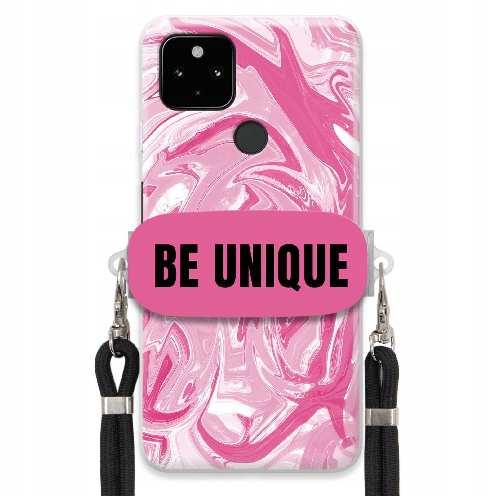 Pouzdro pro Google Pixel 4A 5G Case Uchopovací šňůrka Černá Růže Mramor Unique