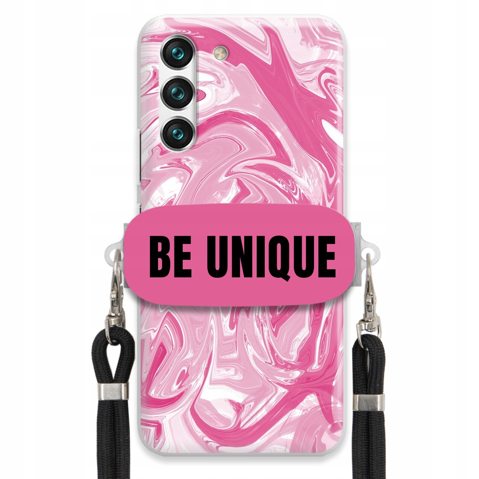 Pouzdro pro Samsung S22 Case úchytka šňůrka Černý Růžový Mramor Be Unique
