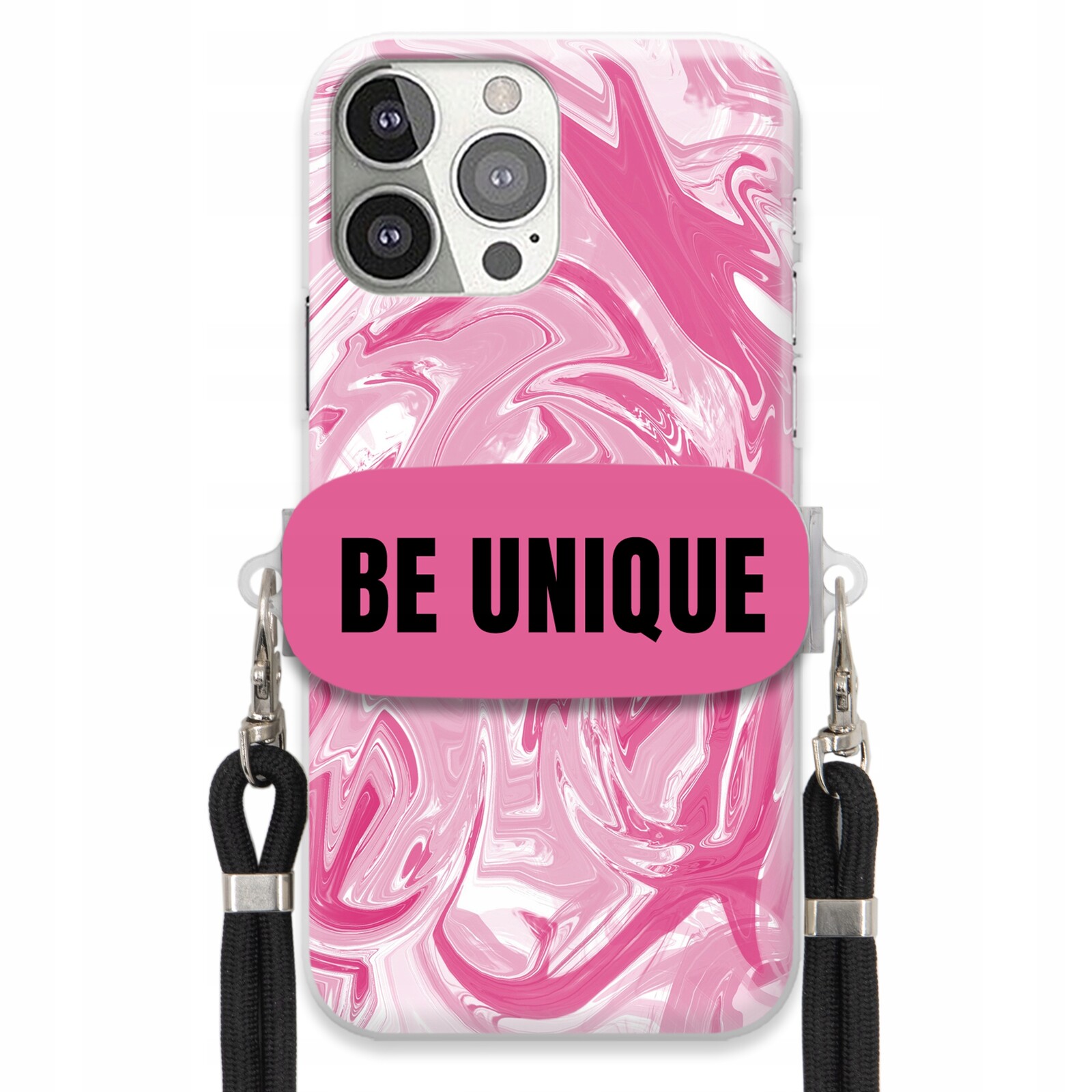 Pouzdro pro iPhone 13 Pro Case úchytka na šňůrku Černá Růžová Mramorová Be Unique