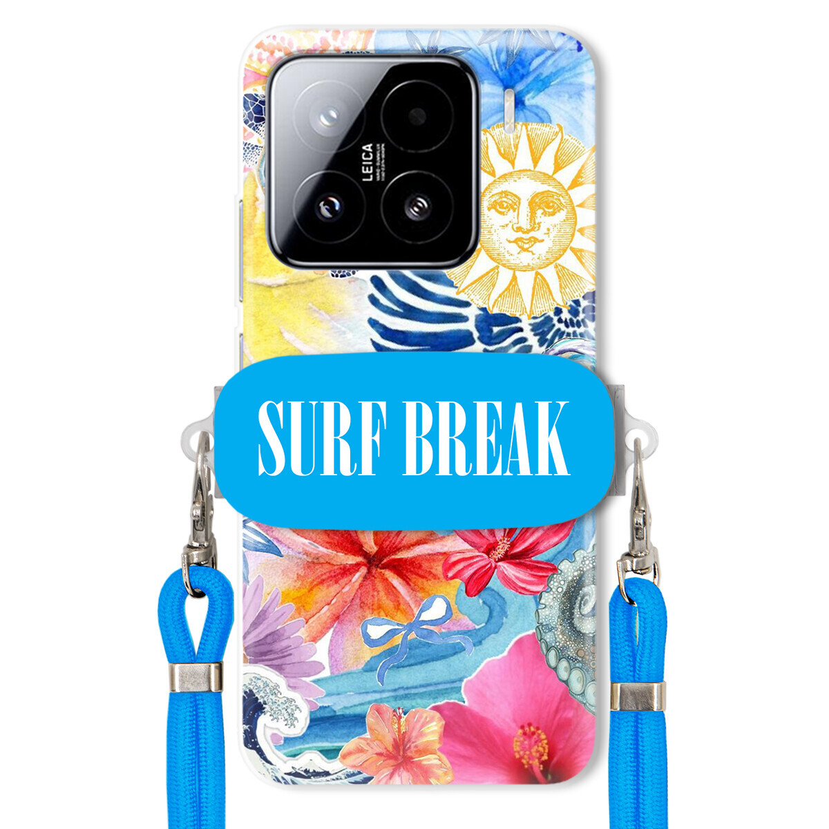 Pouzdro pro Xiaomi 15 Crossbody vodítko modré držák Surf Break Prázdninový