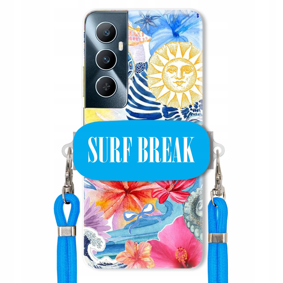 Pouzdro pro Realme C65 4G Crossbody vodítko modré držák Surf Break na dovolenou