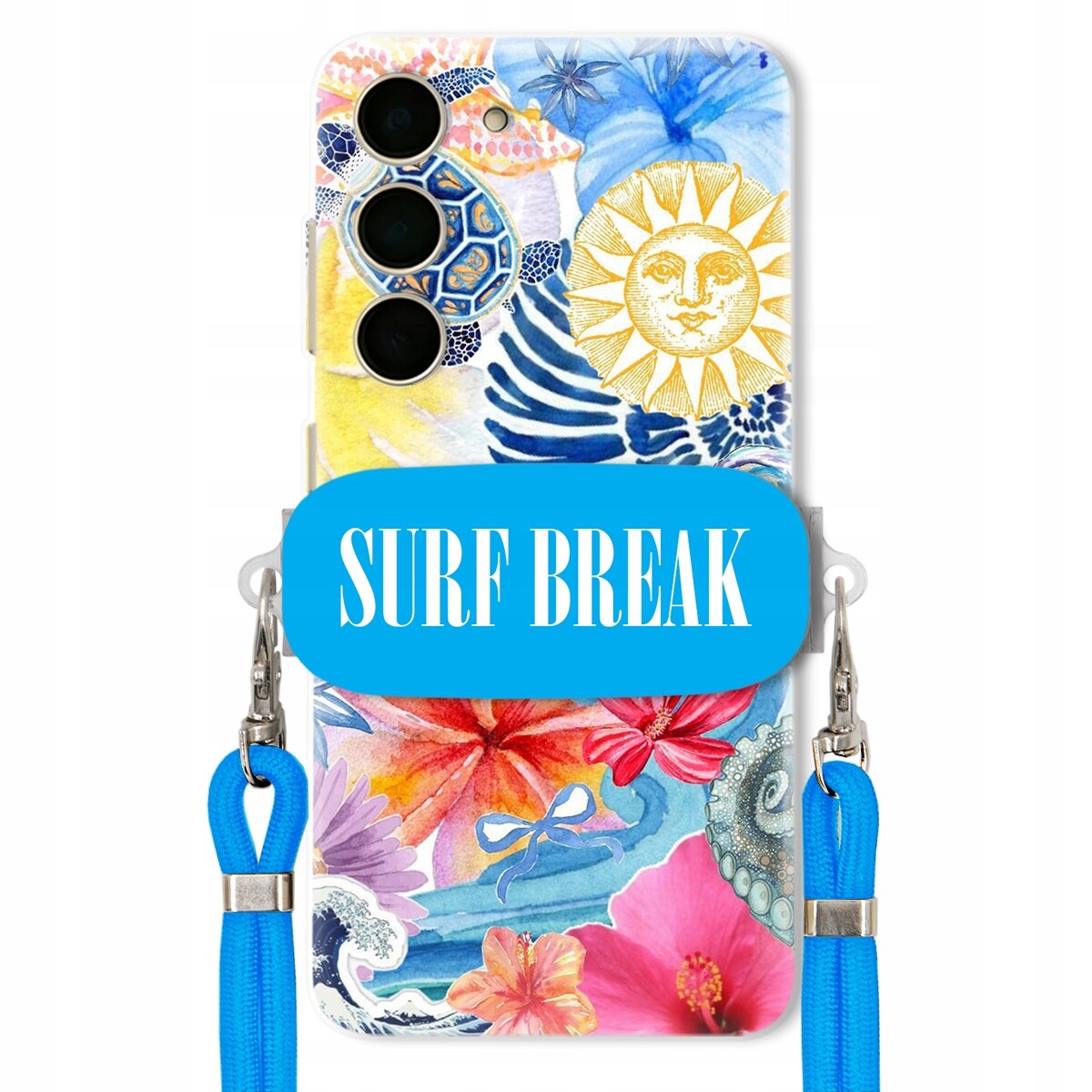 Pouzdro pro Samsung S24 Modré Crossbody vodítko Držák Surf Break Lata