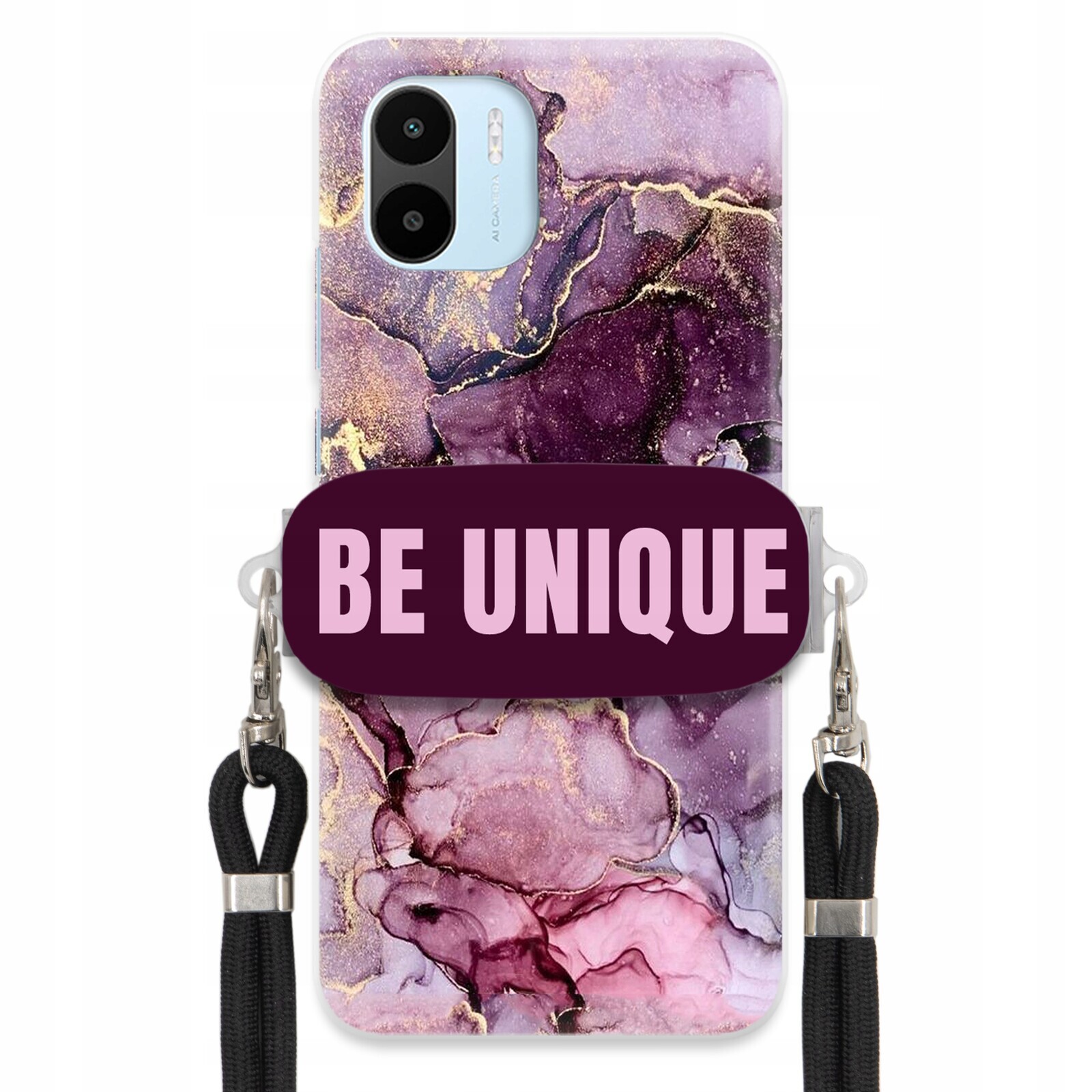 Pouzdro pro Xiaomi Redmi A1 úchytka na šňůrku Černá Fialová Mramorová Be Unique