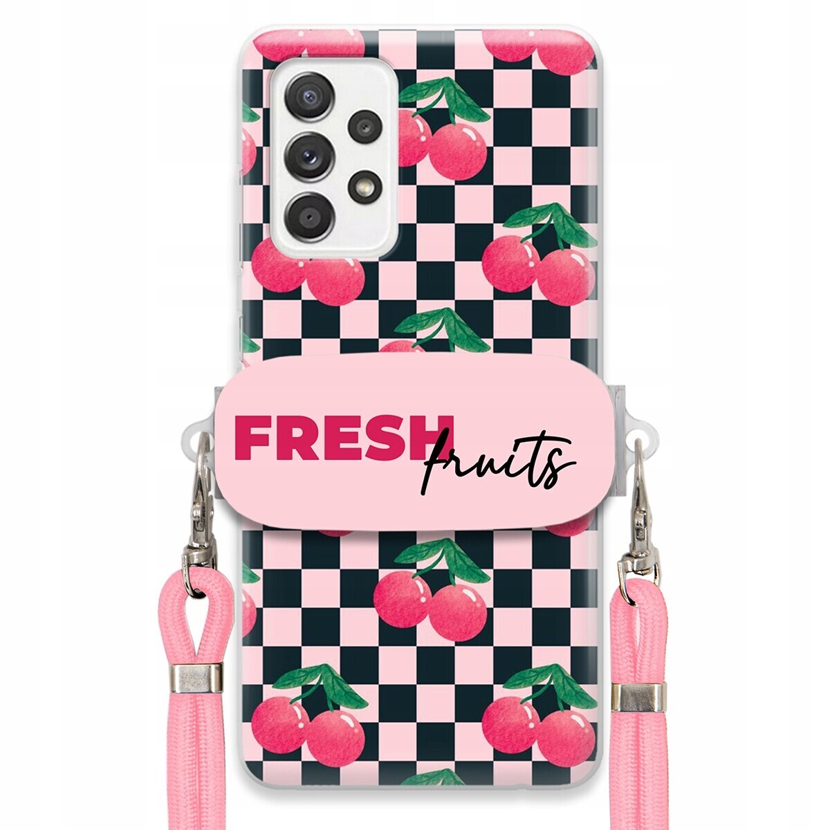 Pouzdro pro Samsung A52 4G Crossbody vodítko držák Šachovnice Fresh Fruits