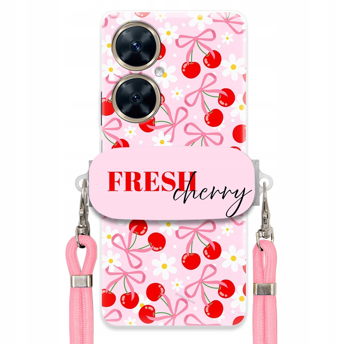 Pouzdro pro Huawei Nova 11i Case Držák na šňůrku Růžová Fresh Cherry Kokardy