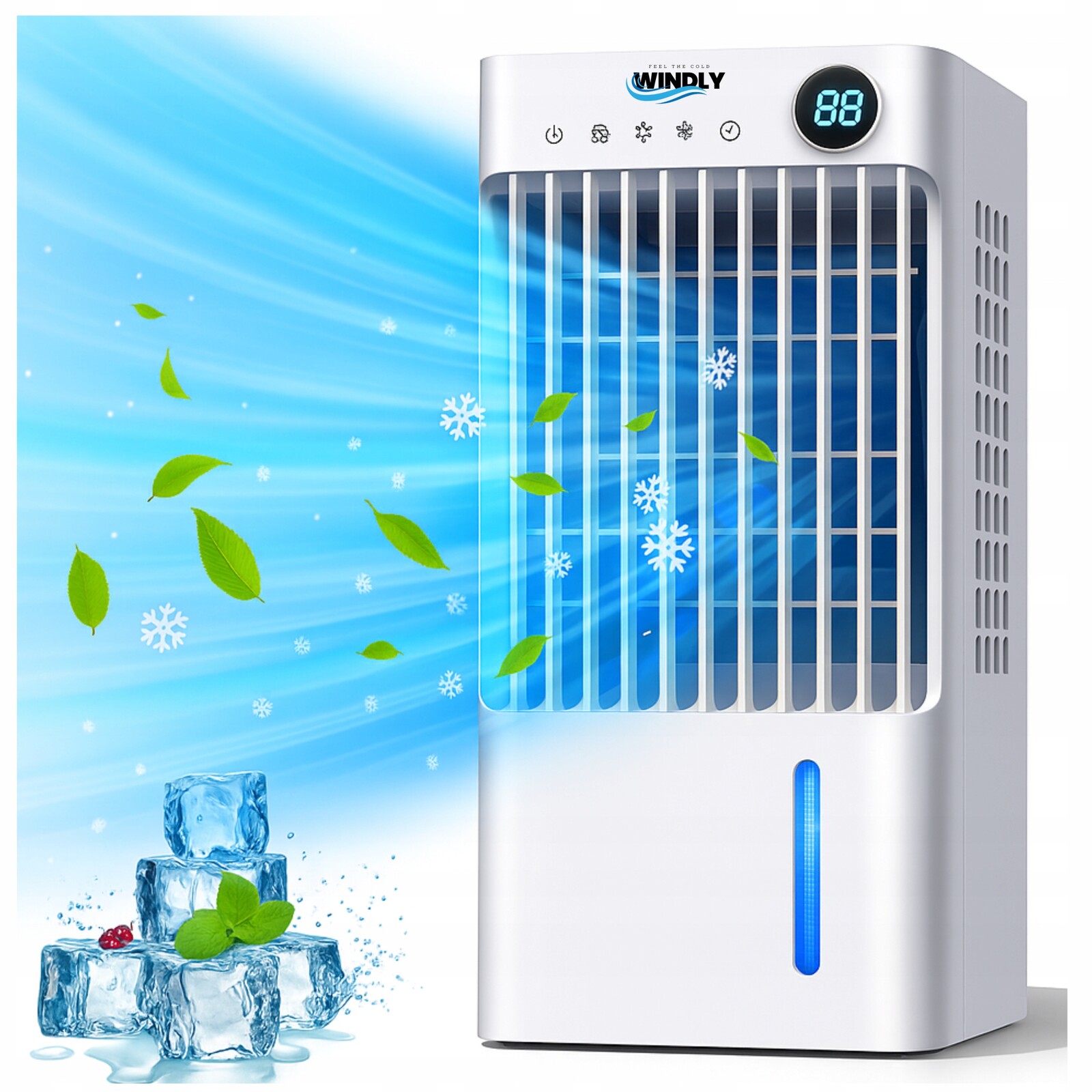 Přenosný klimatizátor Větrák Ventilátor Windly 70W na vodu 5L dálkové ovládání