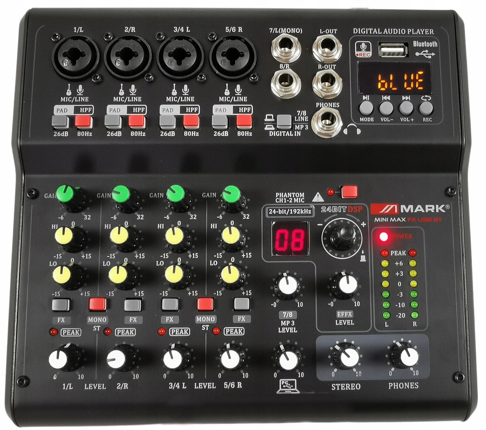 Mark Mini Max Fx Usb Bt mixpult se 6 kanály