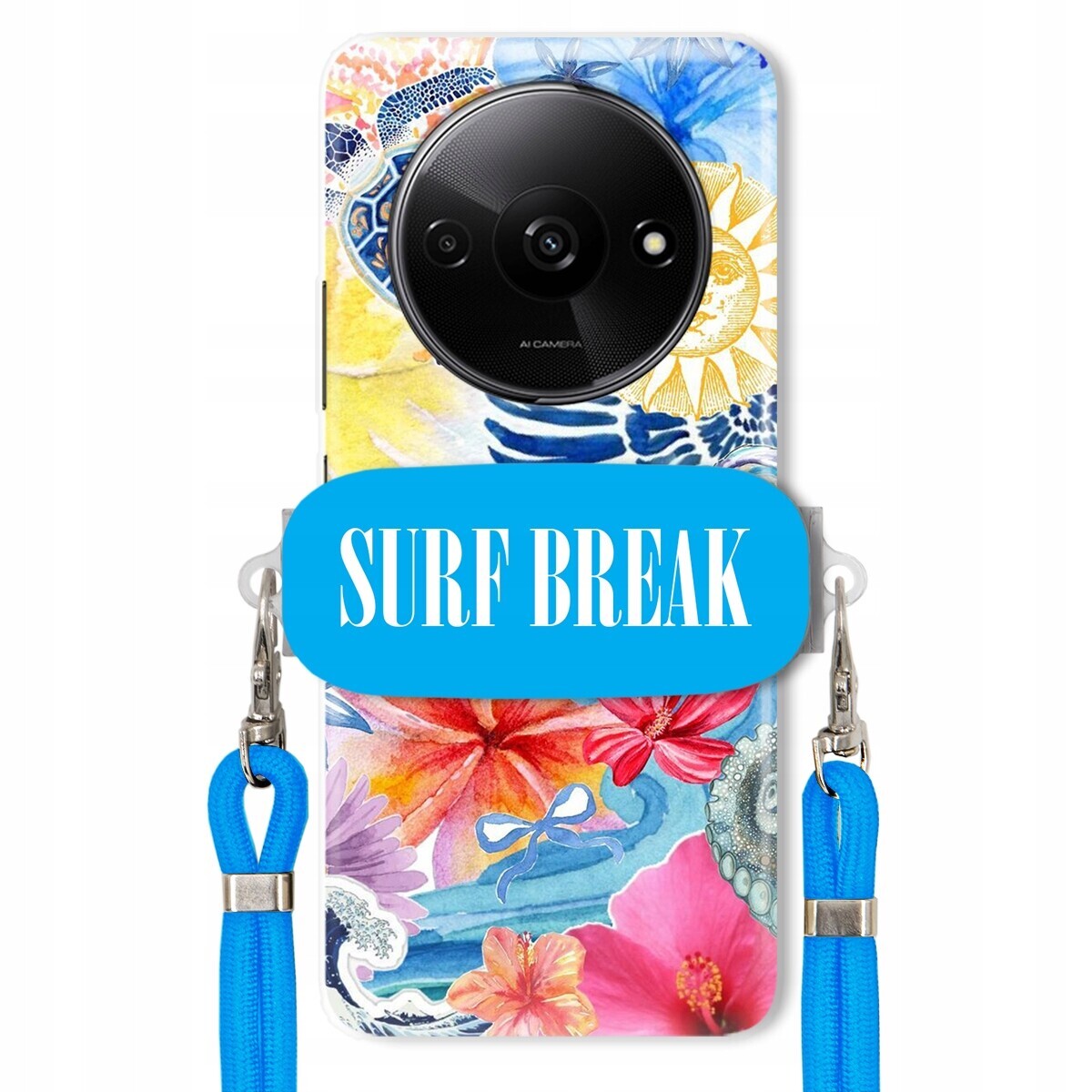 Pouzdro pro Xiaomi Redmi A3 4G Vodítko Crossbody Blue Držák Surf Break Dovolená